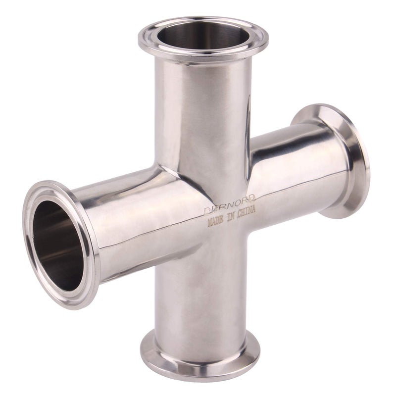 DERNORD 4 Way Cross Clamp Fits 1.5" Tri-clamp Sanitary Fitting Stainless Steel 304, 38mm Pipe OD - Image 1